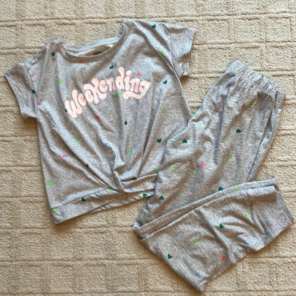 Kids Heart PJ set: weekending twist top and jogger pants size XL